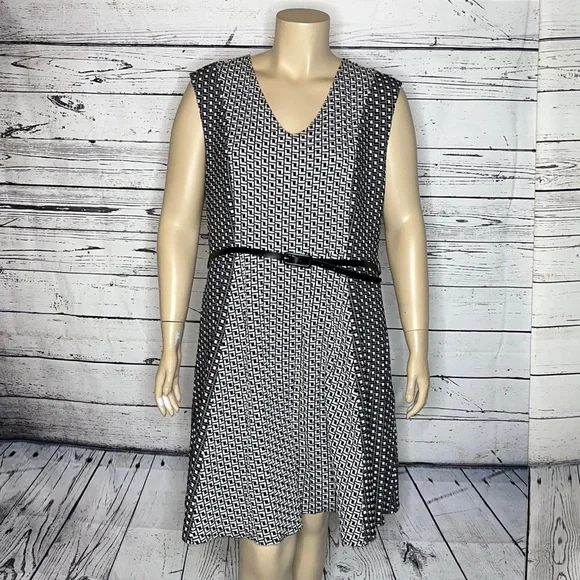 lane bryant skater dress Lane Bryant Cotton Sleeveless Little Black Dress Surplice Neck Line Skater  Dress